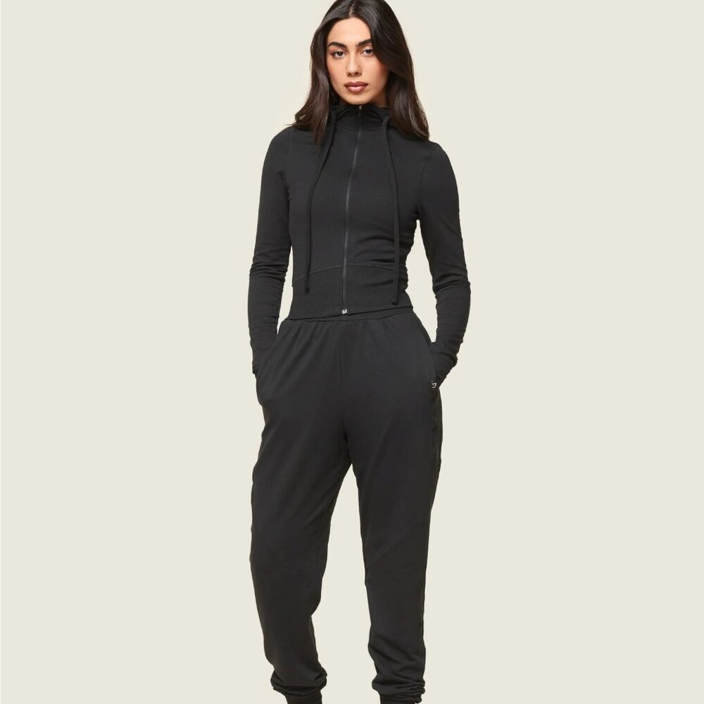 Gymshark Black Shrunken Hoodie & Training Joggers Bundle S